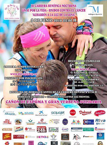 La asociación ‘Un Sí Por La Vida’ en colaboración con la Diputación celebran la III carrera benéfica nocturna ‘Alhaurín a la luz de la luna’