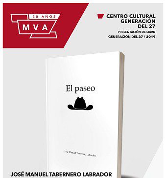 El escritor José Manuel Tabernero regresa al MVA para presentar su segundo libro, El Paseo