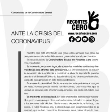 Recortes Cero, unidad, solidaridad y apoyo
