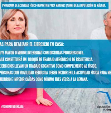 La Diputación de Málaga facilita una guía de recomendaciones para que las personas mayores hagan ejercicio en casa