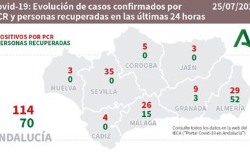 Datos Covid19 en Andalucía del día 25 de julio y Actualización de Brotes