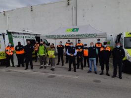 Simulacro de emergencia realizado hoy en las instalaciones de la empresa CLH en Málaga