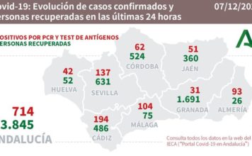 Datos Covid 19 en Andalucía del 7 de Diciembre