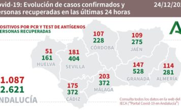 Datos Covid19 en Andalucía del 24 de diciembre
