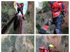 Rescate de un perro en una cascada en Villanueva de Algaidas