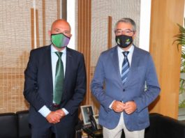 Francisco Salado recibe a Antonio Jesús López Nieto, nuevo presidente del club Unicaja Baloncesto