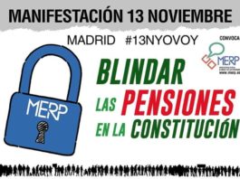 Reconocimiento de la MERP y propuesta de Declaración Institucional de apoyo a la manifestación del 13N por el blindaje de las pensiones en Madrid