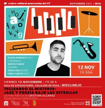El poeta malagueño Cristian Alcaraz protagoniza una nueva cita del ciclo de jazz y poesía de la Diputación mañana viernes en Moclinejo
