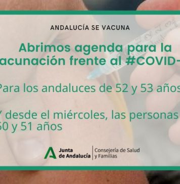 Andalucía abre esta semana la vacunación COVID para los nacidos desde 1968 a 1971