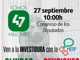 La MERP se concentrará frente al Congreso en la investidura para reivindicar el blindaje constitucional de las pensiones