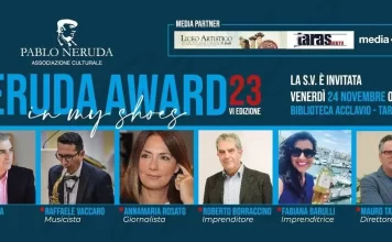 José Sarria obtiene en Italia (Taranto) El Premio Neruda 2023, concedido por La Asociación Cultural Pablo Neruda