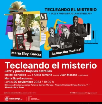 El Centro del 27 de la Diputación organiza un recital poético musical en Alhaurín de la Torre con la poeta María Eloy-García acompañada por un trío de jazz