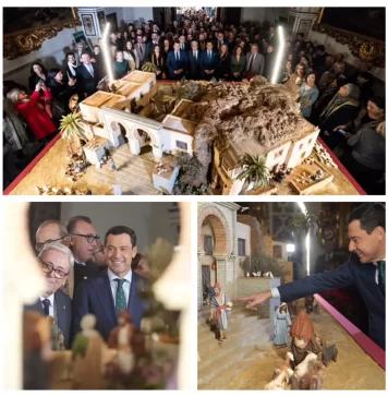 El presidente de la Junta de Andalucía, Juanma Moreno, inaugura el Belén del Palacio de San Telmo