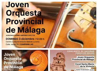 La JOPMA ofrecerá un concierto de Navidad junto a la Coral Santa María de la Victoria en la Catedral de Málaga el 15 de diciembre