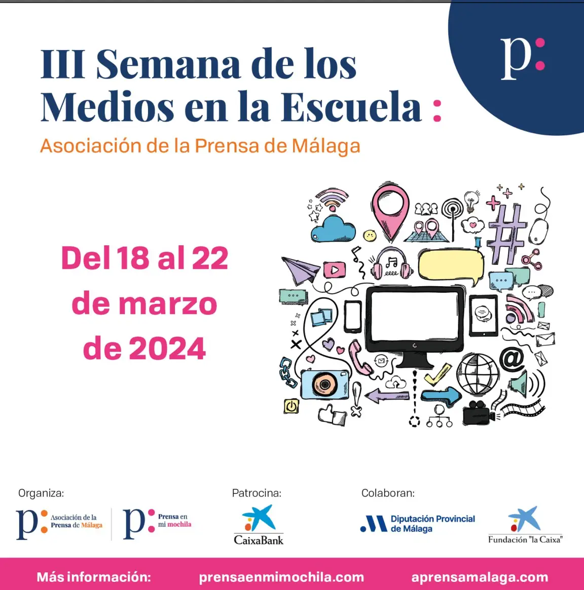 La Asociación de la Prensa de Málaga celebra la III Semana de los Medios en la Escuela del 18 al 22 de marzo con una veintena de actividades
