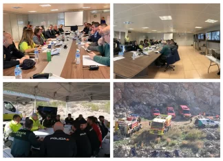 Policía Local y Protección Civil de Alhaurín de la Torre, en el simulacro de accidente aéreo en Málaga