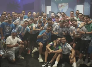 La Plantilla del Málaga CF celebra su ascenso a Segunda División en Alhaurín de la Torre