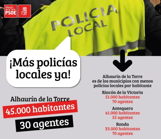 El PSOE de Alhaurín de la Torre inicia una campaña para reclamar el aumento de agentes de la Policía Local en el municipio