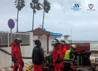 Veinticinco efectivos del CPB realizan cerca de una veintena de actuaciones en Torremolinos por las fuertes lluvias