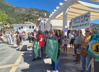 El Partido Animalista se concentra en Mijas al grito de “Corta su Cuerda”: vuelven a exigir el fin de los burro-taxis por maltrato animal