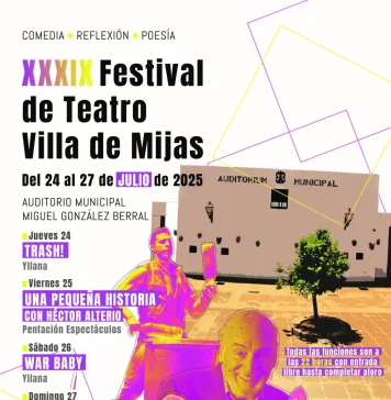 El XXXIX Festival de Teatro Villa de Mijas llevará humor, poesía y reflexión al auditorio municipal del 24 al 27 de julio