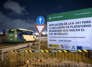 La Junta avanza en las obras del carril BUS-VAO de Málaga con la colocación de las vigas sobre la MA-20
