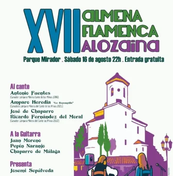 Alozaina celebrará el sábado la XVII Almena Flamenca con la participación de Antonio Fuentes, La Repompilla y Ricardo Fernández del Moral