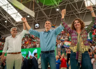 PSOE: Acto público de La Ministra María Jesús Montero y el Presidente del Gobierno Pedro Sánchez en Málaga