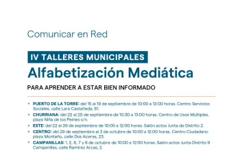 Abierto el plazo de inscripción para los Talleres de Alfabetización Mediática que alcanzan su cuarta edición con sesiones gratuitas en nueve distritos de la ciudad