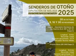 Más de 600 personas podrán disfrutar de las rutas de senderismo que la Diputación de Málaga oferta para los meses de octubre y noviembre