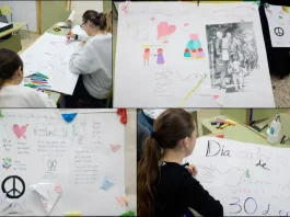 Trabajos de alumnado extranjero de Atal para el Día de la paz y la No Violencia en el Instituto Juan Ramón Jiménez de Málaga.