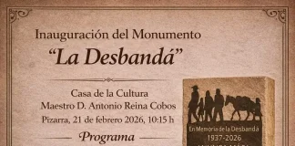 Pizarra inaugura el monumento “La Desbandá” el 21 de febrero en un acto de memoria y homenaje