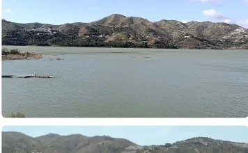 El embalse de La Viñuela pasa del 7% al 84%: el antes y el después tras el tren de borrascas 2025-2026