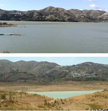 El embalse de La Viñuela pasa del 7% al 84%: el antes y el después tras el tren de borrascas 2025-2026