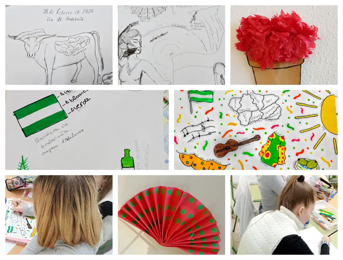 Proyectos de trabajo para el día de Andalucía año 2026 alumnado extranjero de Atal del instituto Juan Ramón Jiménez de Málaga, IES Galileo de Alhaurín de la Torre, IES Los Manantiales de Torremolinos