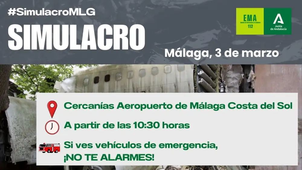 Simulacro de emergencias este 3 de marzo en el Aeropuerto de Málaga-Costa del Sol