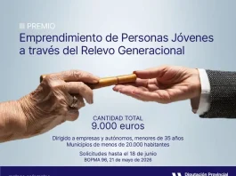 La Diputación convoca el III Premio al Emprendimiento de Personas Jóvenes a través del Relevo Generacional, dotado con 9.000 euros