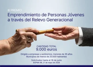 La Diputación convoca el III Premio al Emprendimiento de Personas Jóvenes a través del Relevo Generacional, dotado con 9.000 euros