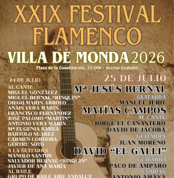 Aurora Vargas lidera el cartel del XXIX Festival Flamenco Villa de Monda Aurora Vargas lidera el cartel del XXIX Festival Flamenco Villa de Monda