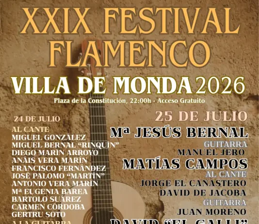Aurora Vargas lidera el cartel del XXIX Festival Flamenco Villa de Monda Aurora Vargas lidera el cartel del XXIX Festival Flamenco Villa de Monda