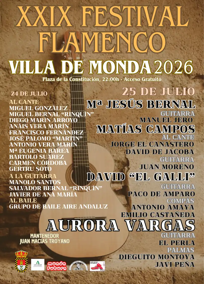 Aurora Vargas lidera el cartel del XXIX Festival Flamenco Villa de Monda