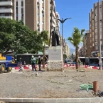 La estatua de Tiburcio vuelve a Armengual de la Mota tras avanzar las obras del Metro de Málaga