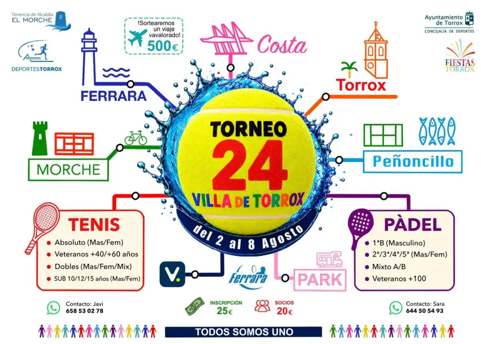 El XXIV Torneo de Tenis y Pádel Villa de Torrox reunirá a deportistas de toda la provincia del 2 al 8 de agosto
