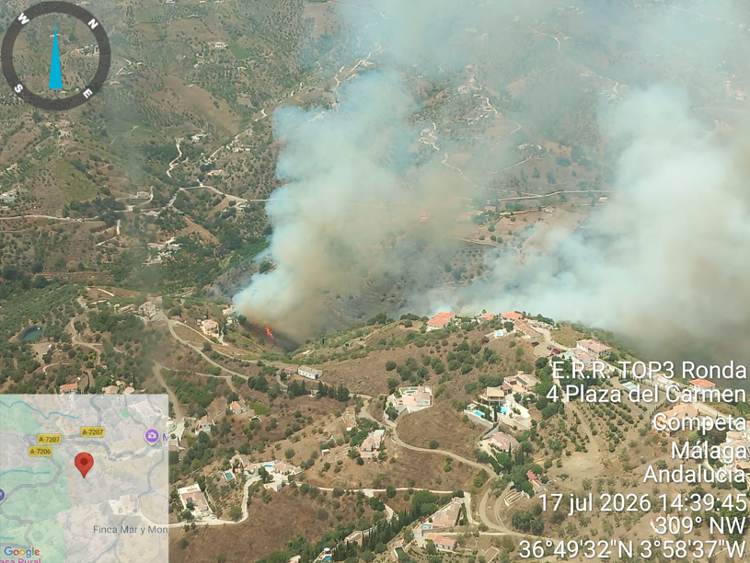 La Junta eleva el Plan Infoca a fase de emergencia, situación operativa 1, por un incendio en Árchez