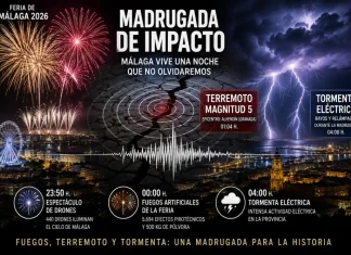 Espectáculo de Fuegos y Drones, terremoto y tormenta: Málaga vive una madrugada de las que cuesta olvidar Espectáculo de Fuegos y Drones, terremoto y tormenta: Málaga vive una madrugada de las que cuesta olvidar
