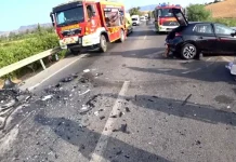 Una mujer embarazada y un menor, evacuados en helicóptero tras una colisión frontal en la A-357 a la altura de Cerralba