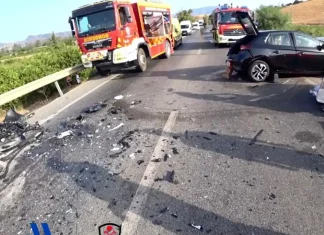Una mujer embarazada y un menor, evacuados en helicóptero tras una colisión frontal en la A-357 a la altura de Cerralba