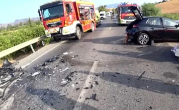 Una mujer embarazada y un menor, evacuados en helicóptero tras una colisión frontal en la A-357 a la altura de Cerralba