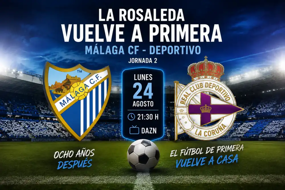 La Rosaleda vuelve a Primera: Málaga y Deportivo se citan en una noche esperada durante ocho años