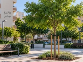 Málaga plantará un nuevo árbol en La Paz tras la tala del ficus Recreacion realizada por IA